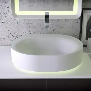 KNIEF Moon Раковина 55х45х16 см, без отв., накладная, с LED подсветкой, цвет: белый матовый