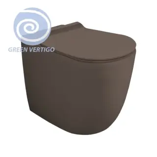 Simas Vignoni Унитаз напольный 56х36,5см., безободковый, слив универсальный, смыв TORNADO (green vertigo), цвет: moka matt