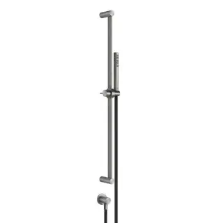 Gessi Shower316 Штанга в комплекте с душевой лейкой с легкой очисткой, шланг 1,50 м, вывод воды из стены, цвет: шлифованная сталь