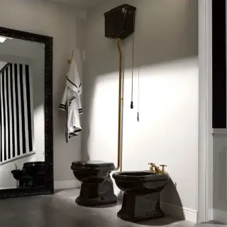 Kerasan Retro Унитаз 72х38.5см., с высоким бачком, слив в стену, цвет: черный/бронза