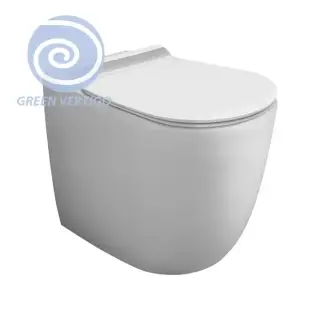 Simas Vignoni Унитаз напольный 56х36,5см., безободковый, слив универсальный, смыв TORNADO (green vertigo), цвет: белый матовый