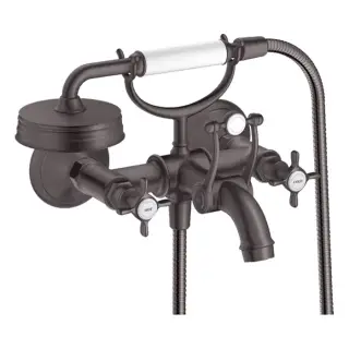 Axor Montreux Смеситель для ванны, настенный, с ручным душем, цвет: шлифованный черный хром