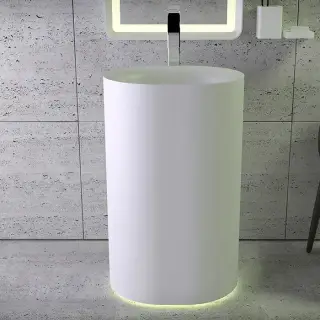 KNIEF Moon Раковина 55х45х90 см, без отв., напольная, c выпуском белым и сифоном, цвет: белый матовый