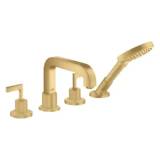 Axor Citterio Смеситель на борт ванны, на 4 отв., с ручкой: рычаг, с ручным душем, цвет: шлифованное золото