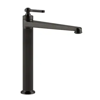 Gessi Venti20 Смеситель для раковины, на 1 отв., высокий, с донным клапаном, цвет: Black Metal Brushed PVD