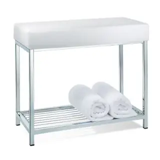Decor Walther DW 77 Скамья с полочкой 60x30x52см, напольная, цвет: хром / белый
