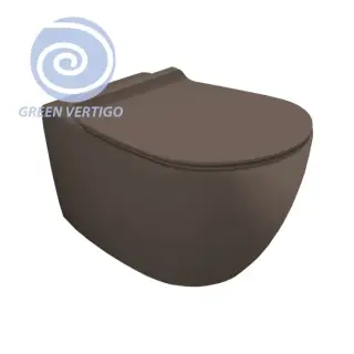 Simas Vignoni Унитаз подвесной 56х36,5см., безободковый, смыв TORNADO (green vertigo), цвет: moka matt