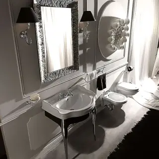 Kerasan Retro Консоль с белой раковиной 73см, подвесная, цвет: черный / хром