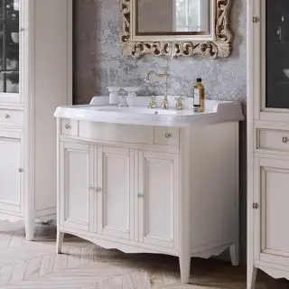 TW Veronica, База с раковиной Simas AR874bi*1 105x56см, с 1отв.,  2 верх.ящ. 3 распашные дверки, доводч. Blum, ручки: Riflesso бронза, напольная, цвет: VINTAGE