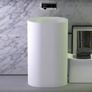 KNIEF Glow Раковина 55х40х90 см, без отв., без перелива, вывод в стену, цвет: белый матовый