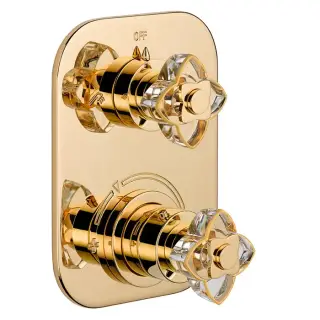 THG Petale De Cristal Clair Lisere Dore Смеситель для душа встраиваемый, термостатический, с переключателем на 2 полож, внешн часть, цвет: полир золото