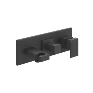 Gessi Rettangolo Смеситель для раковины, встраиваемый, однорычажный, с изливом, подводом воды, держателем лейки и переключателем PULL, внешняя часть, цвет: Black XL