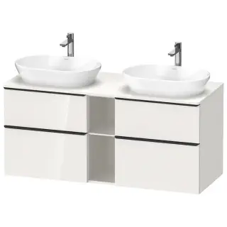 Duravit D-Neo Тумбочка подвесная 64.4x140x55 см, 2 раковины, 2 ящика, цвет: белый высокоглянцевый
