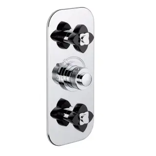 THG Petale de Cristal noir Смеситель для душа, термостатический, 2 потока, цвет: хром/черный хрусталь