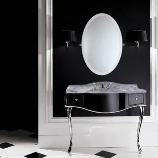 Devon&Devon Audrey, Комплект мебели мрамор: bianco carrara, ножки хром, напольный, Цвет: чёрный с белым кантом