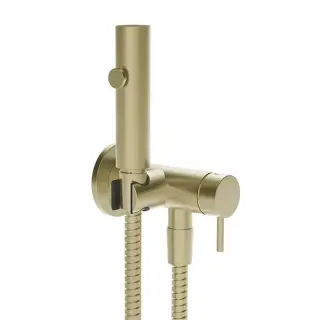 Gessi Transparenze Гигиенический душ, с настенным держателем, запорным краном, с подводом воды и шлангом 125cм., цвет: Brass Br. PVD