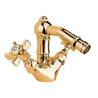 Nicolazzi Dames Anglaises Смеситель для биде с 2мя ручками, на 1 отв., с донным клапаном, излив 127мм, цвет: золото