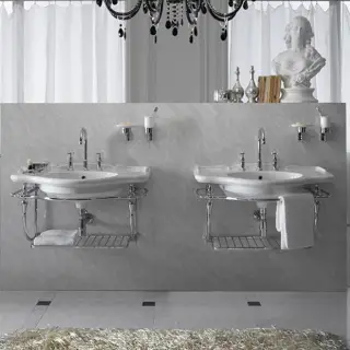 Globo Paestum Консоль латунная подвесная 90х60хh60см, с раковиной на 1 отв., с комплектом креплений, цвет: хром