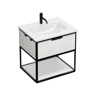 Burgbad Vry Комплект мебели 63х49.6х60cм., подвесной, 1 ящик, 1 полка, с 1 отв., цвет: белый матовый