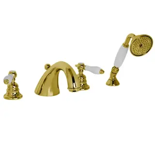 Fima Carlo Frattini Herend Смеситель на борт ванны, на 4 отв., с ручным душем, цвет: золото