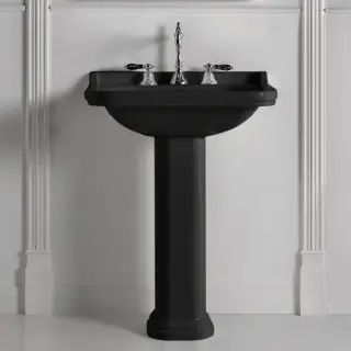 Kerasan Waldorf Раковина 80х55 см, 1 отв., с пьедесталом, керамическая, цвет: черный/хром