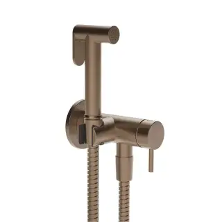 Gessi Transparenze Гигиенический душ, с настенным держателем, запорным краном, с шлангом 125cм. и подводом воды, цвет: Copper Br. PVD