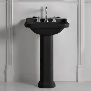 Kerasan Waldorf Раковина 60х55 см, 1 отв., с пьедесталом, керамическая, цвет: черный/хром