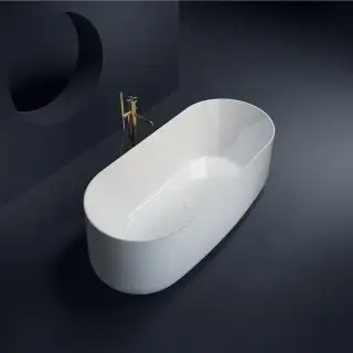 Gruppo Treesse Calida Ванна 155х80х55см., отдельностоящая, акриловая, c переливом, сифон, цвет: белый глянцевый