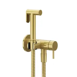 Gessi Transparenze Гигиенический душ, с настенным держателем, запорным краном, с шлангом 125cм. и подводом воды, цвет: Gold PVD