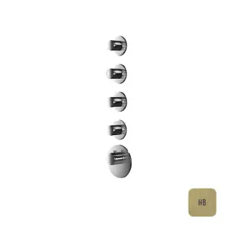 Almar High Flow Смеситель для душа, встраиваемый, термостатический, с 4-мя запорными вентилями, цвет: латунь брашированная PVD