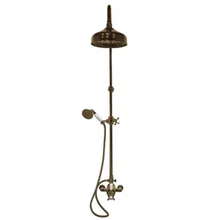 Gattoni PD Душевая колонка с термостатическим смесителем, верхним душем и лейкой, цвет: бронза