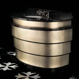 Devon Summertime Antique Тумба с раковиной 125х62х89см., напольная, 3 отв., столешница из черного гранита nero assaluto, цвет: кремовый