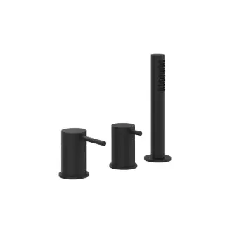 Gessi 316 Смеситель для ванны, на 3 отверстия, наполнение через слив-перелив, с переключателем, убирающаяся душевая лейка, цвет: Black XL