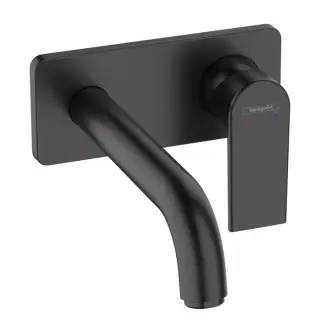 Hansgrohe Vernis Shap Смеситель для раковины, настенный, излив 204 мм, внешняя часть, цвет: матовый черный