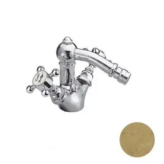 Nicolazzi Half Dome Смеситель для биде с 2мя ручками, на 1 отв., с донным клапаном, излив 127мм, цвет: натуральная латунь