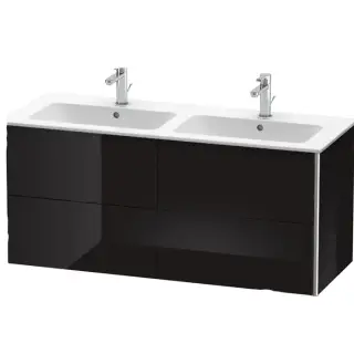 Duravit XSquare Тумба подвесная, 128х47.8х56см, с раковиной и 4 выдв ящиками, цвет: черный глянцевый
