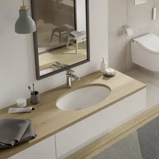 TOTO WU Раковина 59×38×20.7см., без отв., встраиваемая снизу, с переливом, цвет: белый