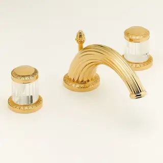 THG Malmaison crystal Смеситель для раковины, 3 отв., с донным клапаном, цвет: полированное золото