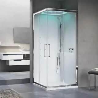 Novellini Eon A Душевая кабина 100х80х221cм., Dx, термостатический смеситель, гидромассаж, верхний душ, подсв, цвет: хром/белый