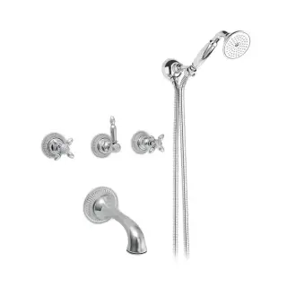 Nicolazzi Impero Смеситель для ванны с изливом из стены на 4 отверстия, встраиваемый, излив: 180 мм, цвет: хром