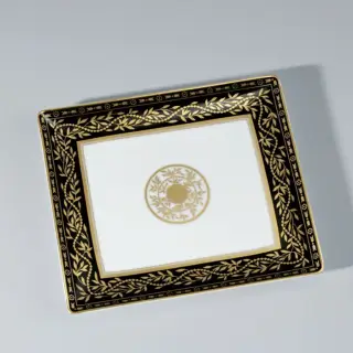 THG MARQUISE NOIR DECOR OR Поднос керамический 171х154 мм., настольный, middle size, декор черный/золото, цвет: белый