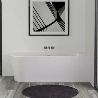 Knief Wall Corner Left Ванна акриловая в правый угол 180x80x60см, щелевой перелив SLOT (черный матовый), цвет: белый