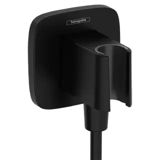 Hansgrohe FixFit Q Шланговое подсоединение с держателем ручного душа, настенный, цвет: черный матовый