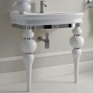 3SC VIA VENETO Консоль с раковиной LANTE 90 см,цвет белый глянец, в комплекте с сифоном, напольная, цвет консоли белый матовый/хром