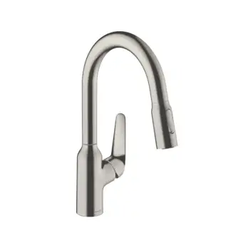 Hansgrohe Focus Кухонный смеситель, на 1 отв., с выдвижным изливом, излив: 18см., цвет: полированная сталь
