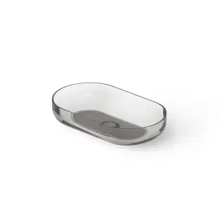 Dea Design Washbasins Раковина 58х34х12см., накладная, без отв., Glasstech, прозрачная смола, цвет: Smoky Black R4