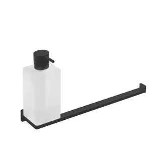 Colombo Look Дозатор для жидкого мыла с полотенцедержателем, подвесной, цвет: чёрный матовый/матовое стекло