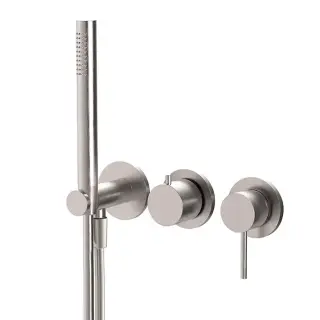 Fima Carlo Frattini Spillo Steel Смеситель для душа, встраиваемый, на 2 источника, с ручным душем, цвет: нержавеюшая сталь