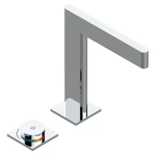 THG ICON-X TITANE A MANETTES Смеситель для раковины, 2 отв., электронный, с донным клапаном, цвет: хром