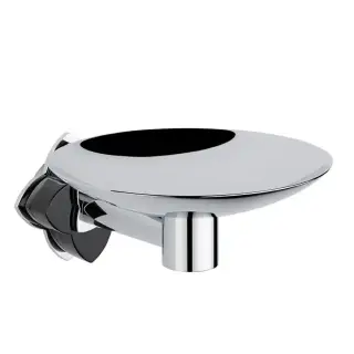 THG Petale de Cristal noir Мыльница металлическая ø 15см., подвесная, цвет: хром/черный хрусталь